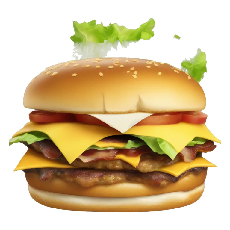 Bacon cheeseburger with lettuce, tomato, and mayo sticker