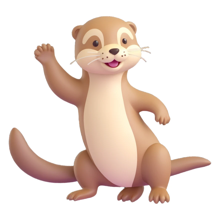 cream color otter, playful pose, soft shading sticker