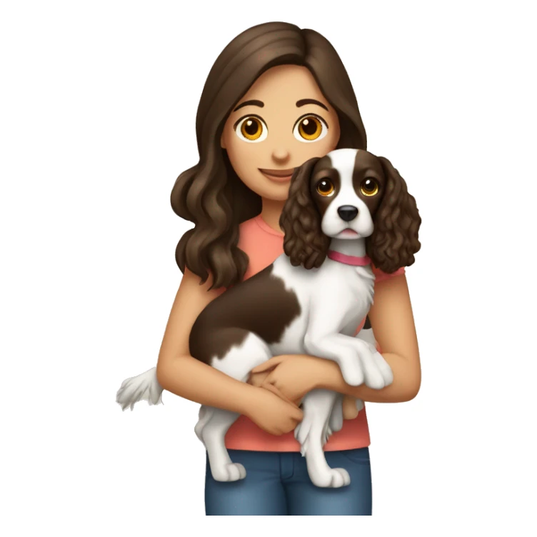 brunette girl holding a springer spaniel sticker