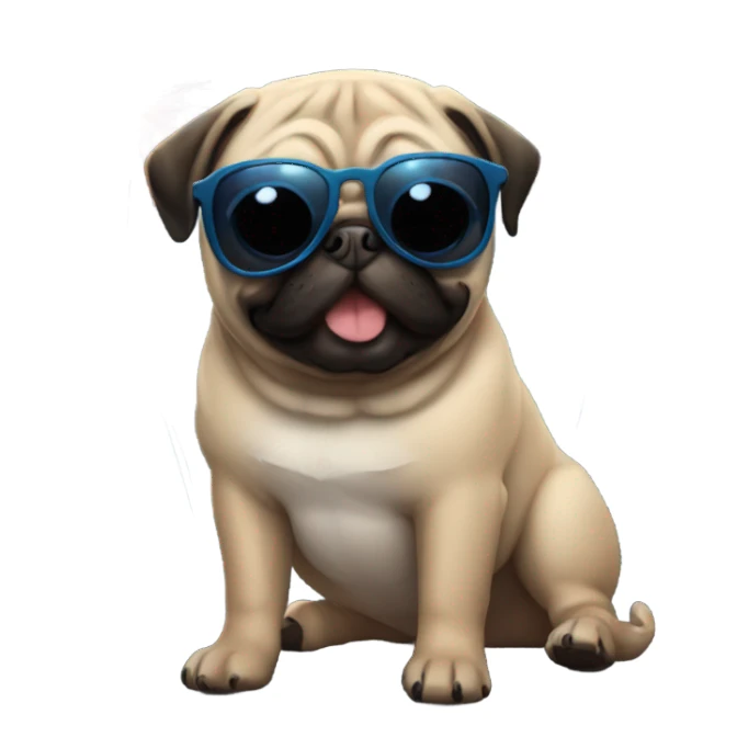 Pug with shades and fireworks sticker