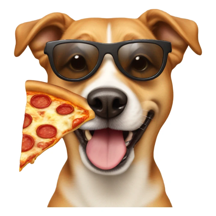 Dog with sunglasses eating pizza  sticker