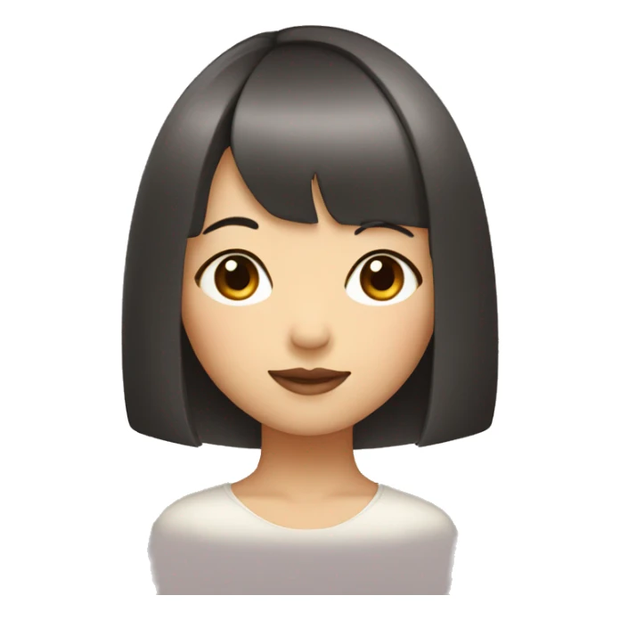 asian girl with a bob and blunt bangs sticker