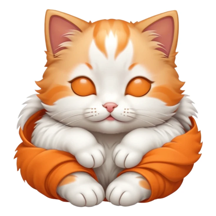Kitten standing with folded hands and closed eyes sticker