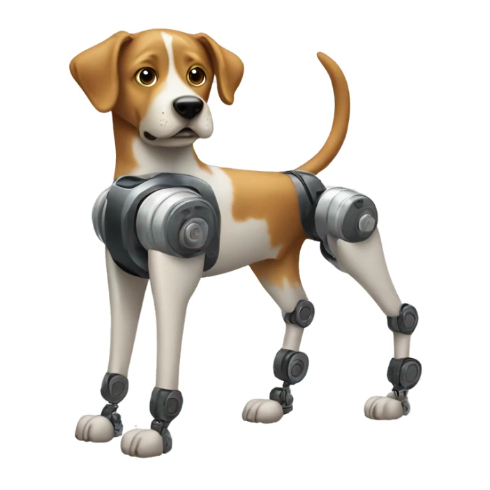 dog with can body with robotic legs sticker