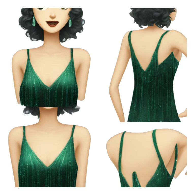 A dark green sparkly flapper style dress with thin straps sticker