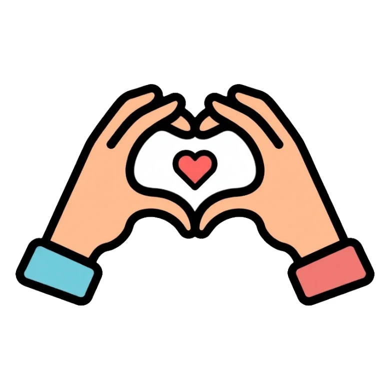 hands making heart shape symbolizing thank you and gratitude sticker