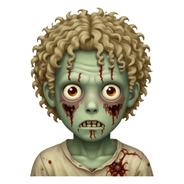 Boy zombie with curly hair sticker