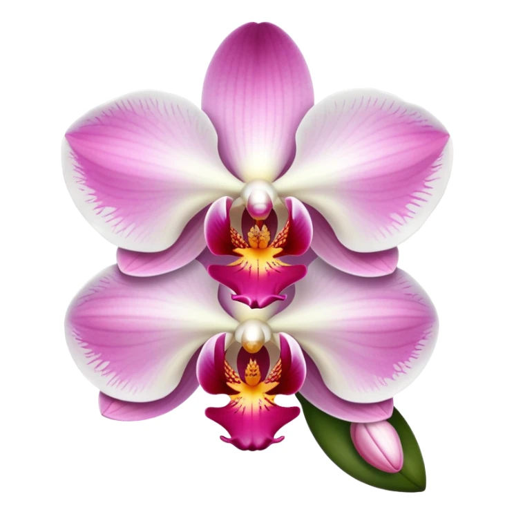 orchid with white and pink sticker