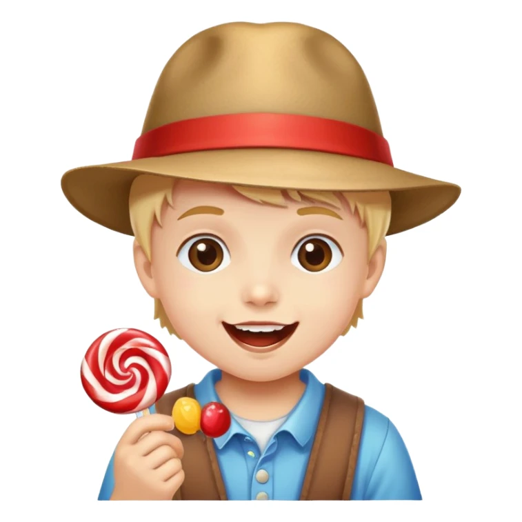 happy Kid with hat eating cand sticker
