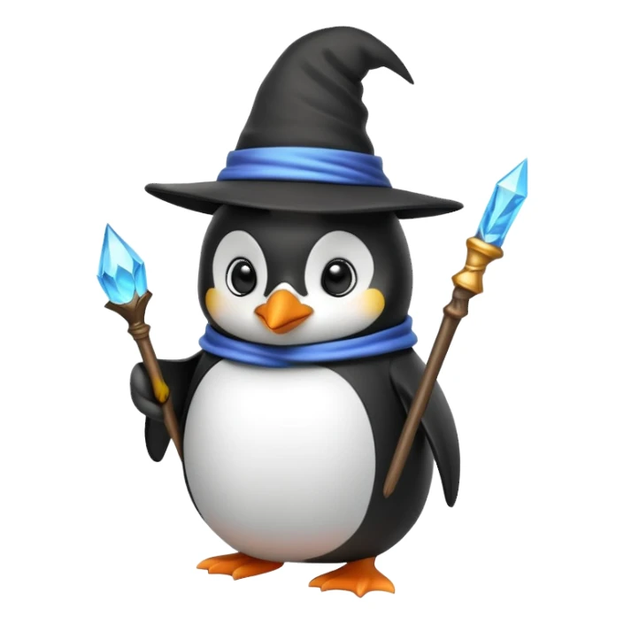penguin wizard with wand and hat sticker