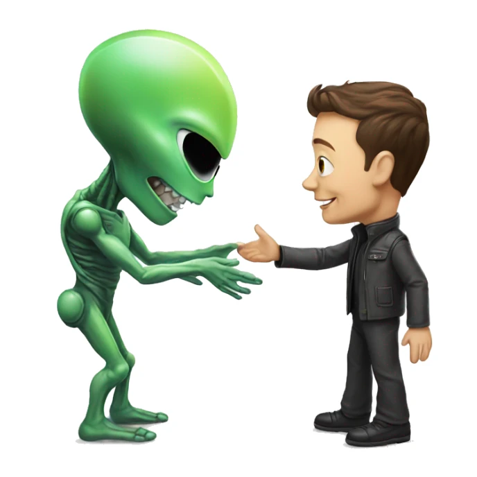 Alien and Elon Musk are shaking hands  sticker