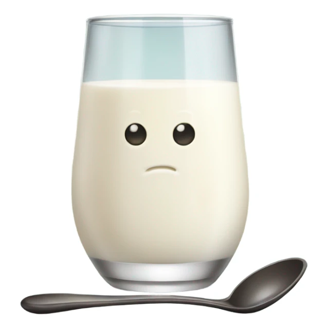 Vanilla milk in glass and spoon sticker
