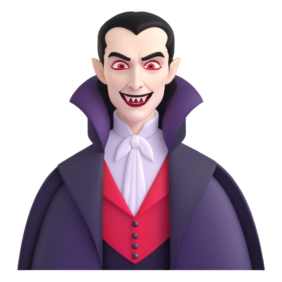 Count Dracula with pale skin and vampire fangs sticker