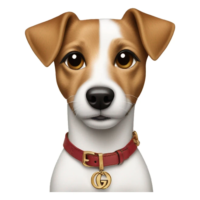 jack russell terrier light brown wearing gucci sticker