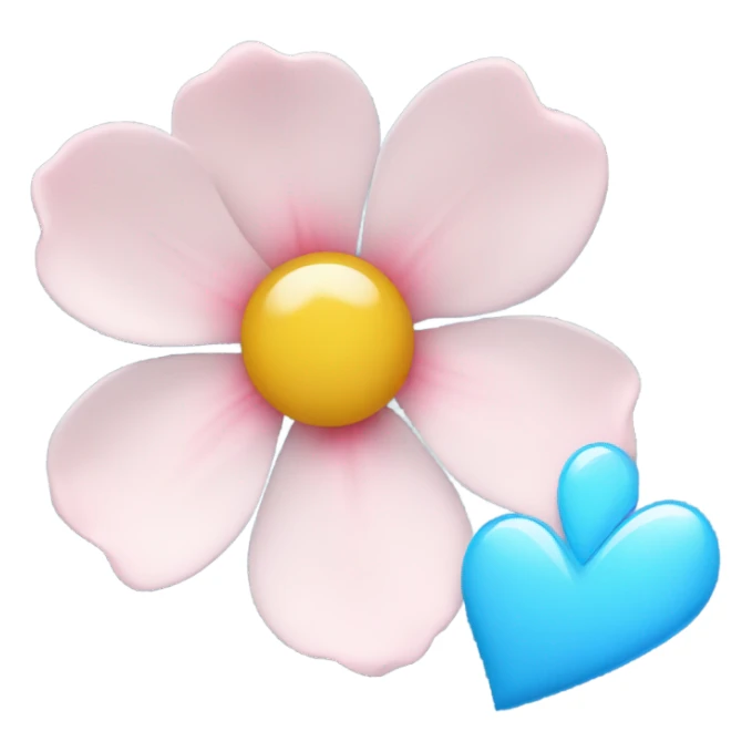 sakura flower and blue heart sticker