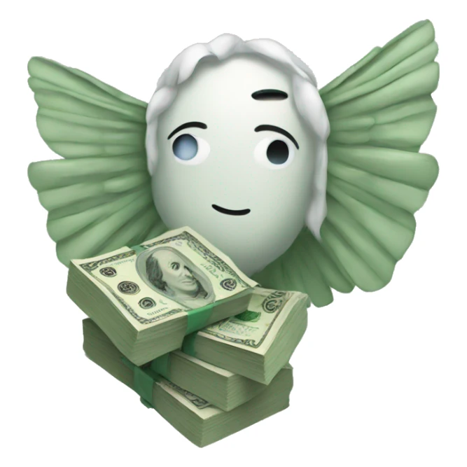 A bundle of dollars with wings sticker