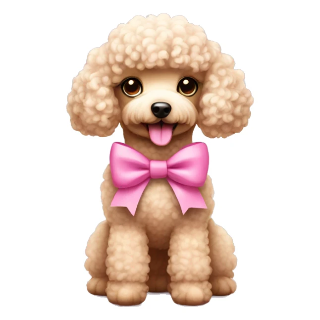 cute poodle pink bow sticker