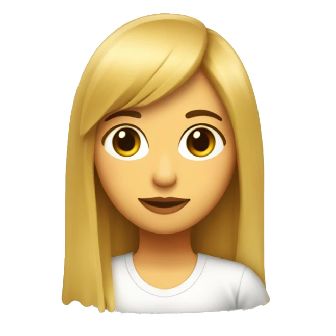 Chica con flequillo , pelo largo liso y rubio  sticker