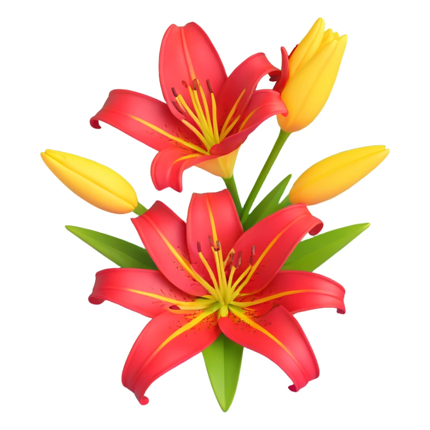 red and yellow lily flower, viewed from above sticker