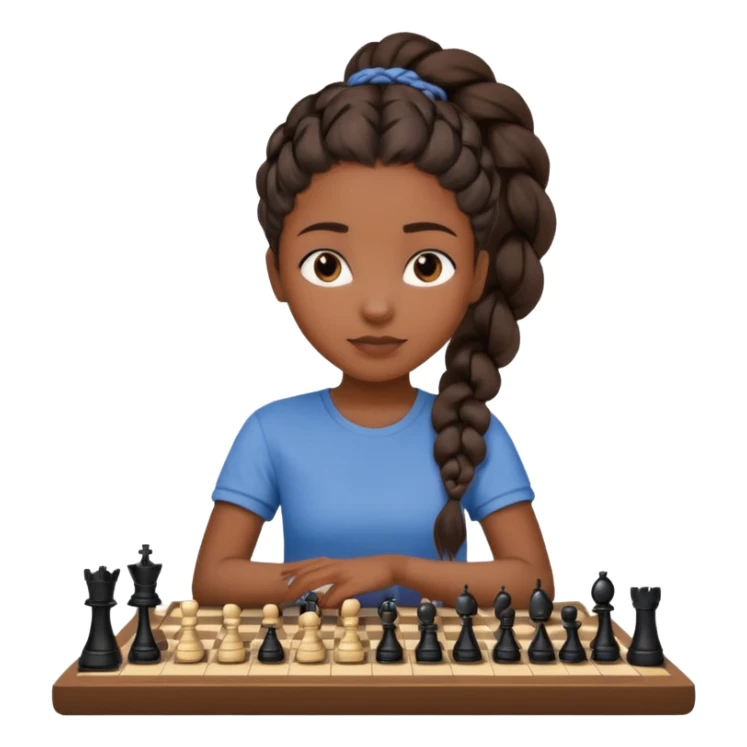 black girl with braid playing chess sticker