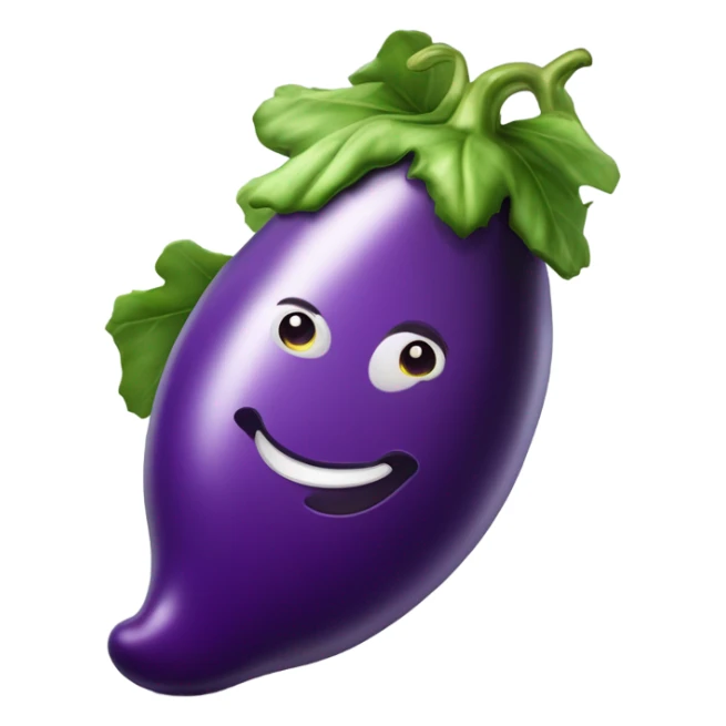 cheerful 3D eggplant sticker