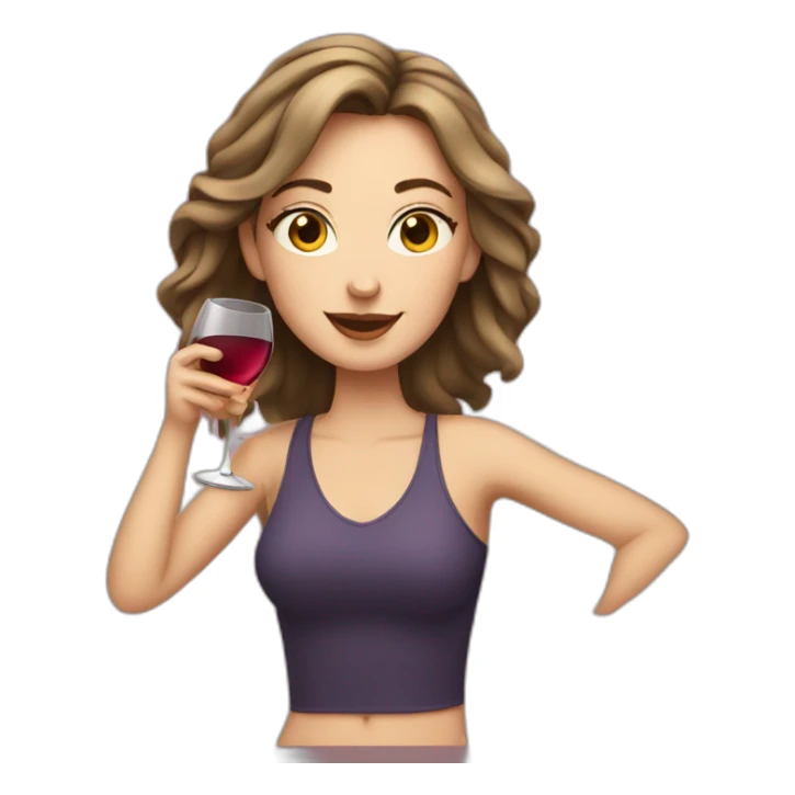 Relaxed white girl after work drinking wine sticker