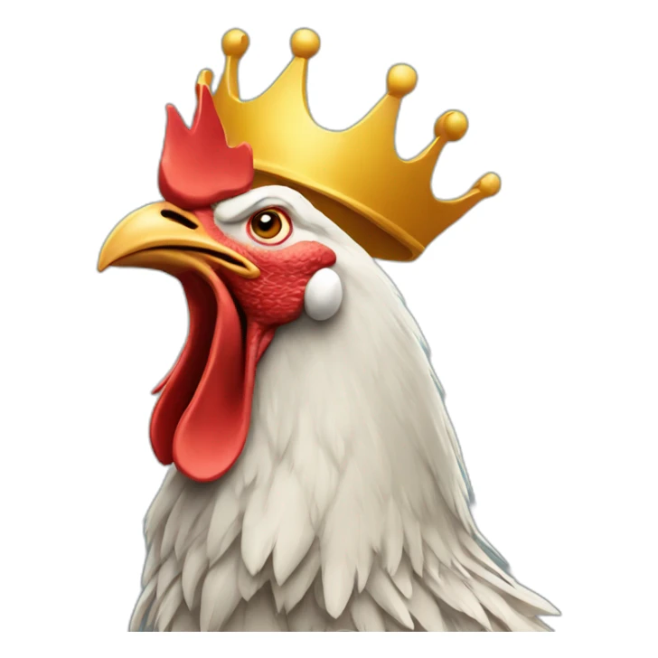 howling rooster with a crown on its head sticker