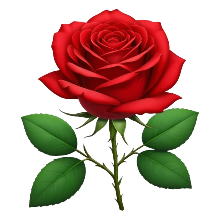 A single red rose with green leaves sticker