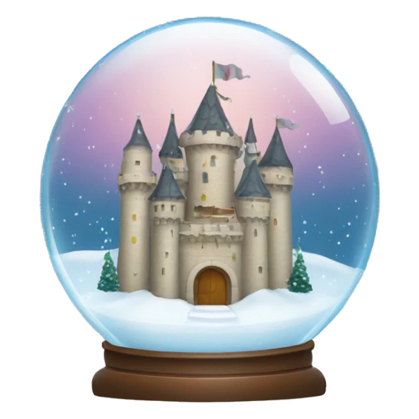 Snow globe with a castle inside and snow falling in it sticker