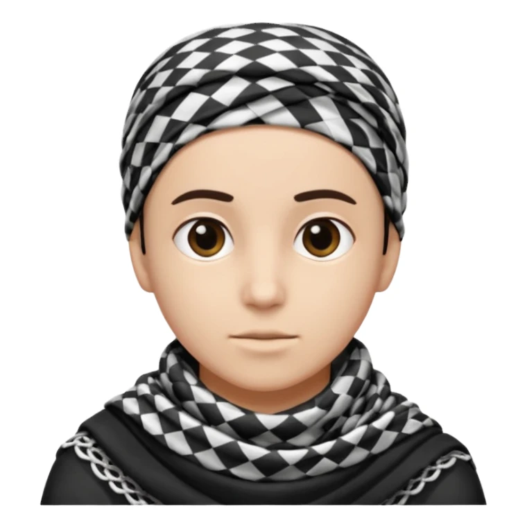 person emoji with a black and white keffiyeh, neutral expression sticker
