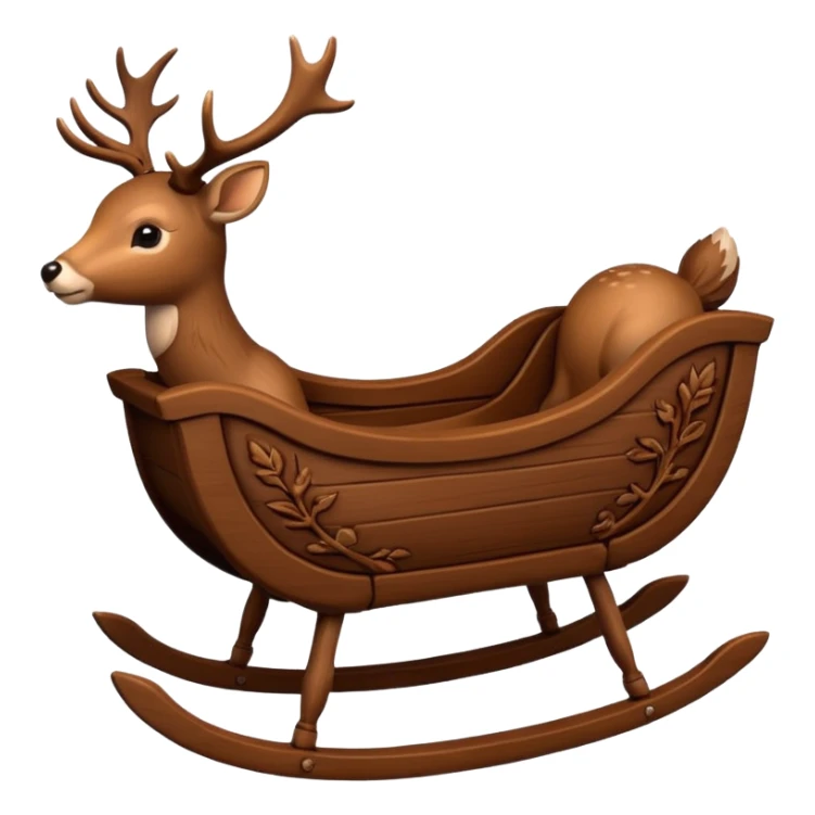 noel wood cradle with deer sticker