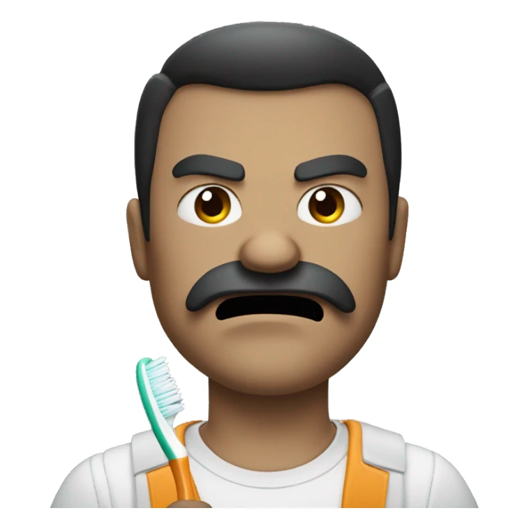 angry man with toothbrush style moustache and dark side bangs. sticker