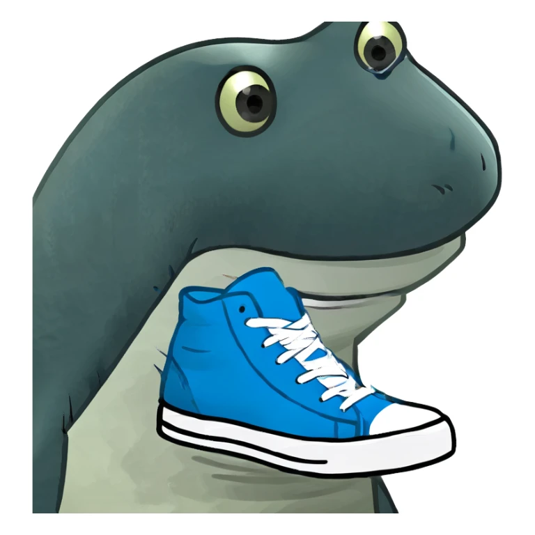 Shark with sneakers blue sticker