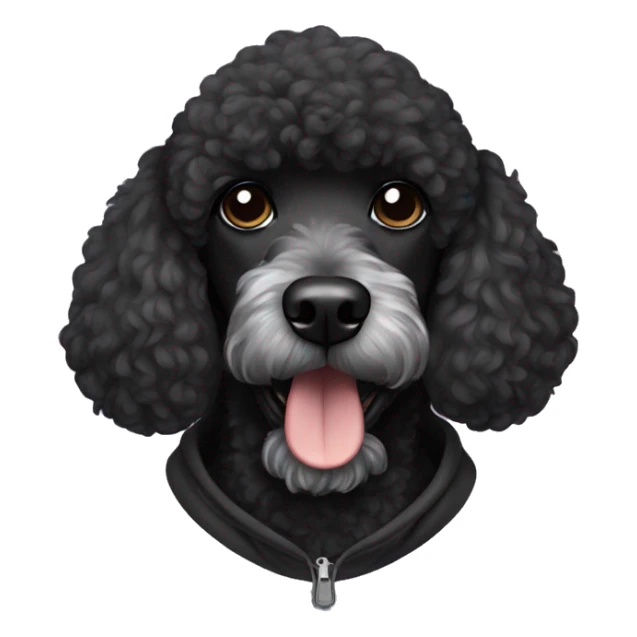 Black poodle wearing hoodie sticker