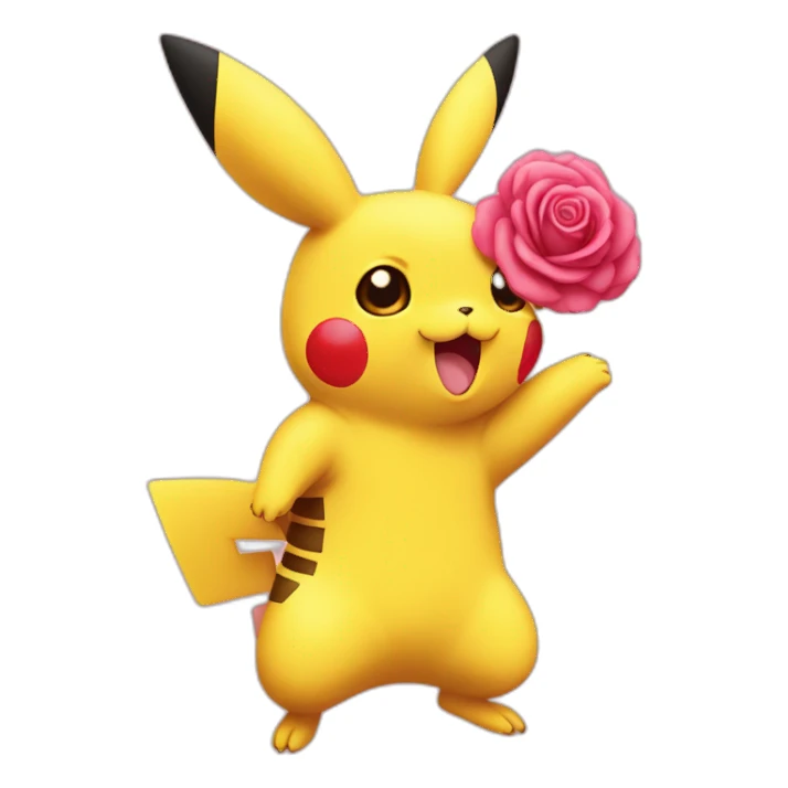 Picachu enamorado con una rosa en la Mano sticker