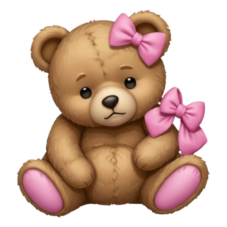 Sad Sleeping teddy bear wearing pink bow sticker