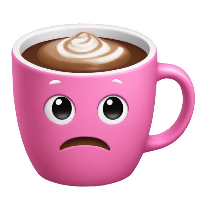 Glossy pink mug with hot chocolate  sticker