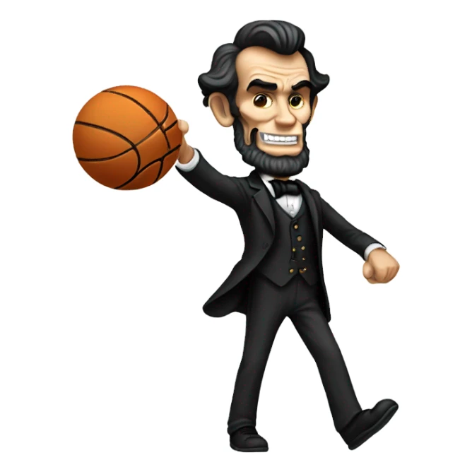 Abe Lincoln playing basketball  sticker