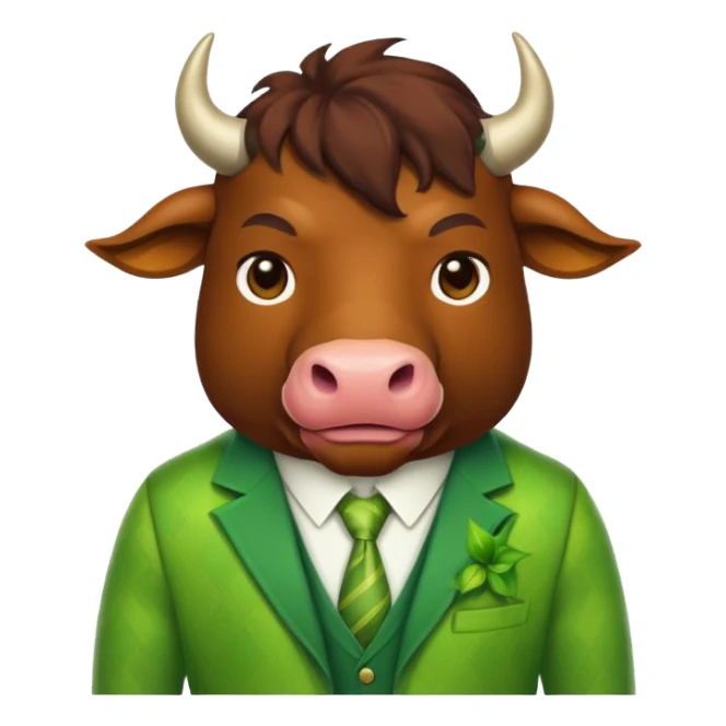 Green bull with clothes sticker