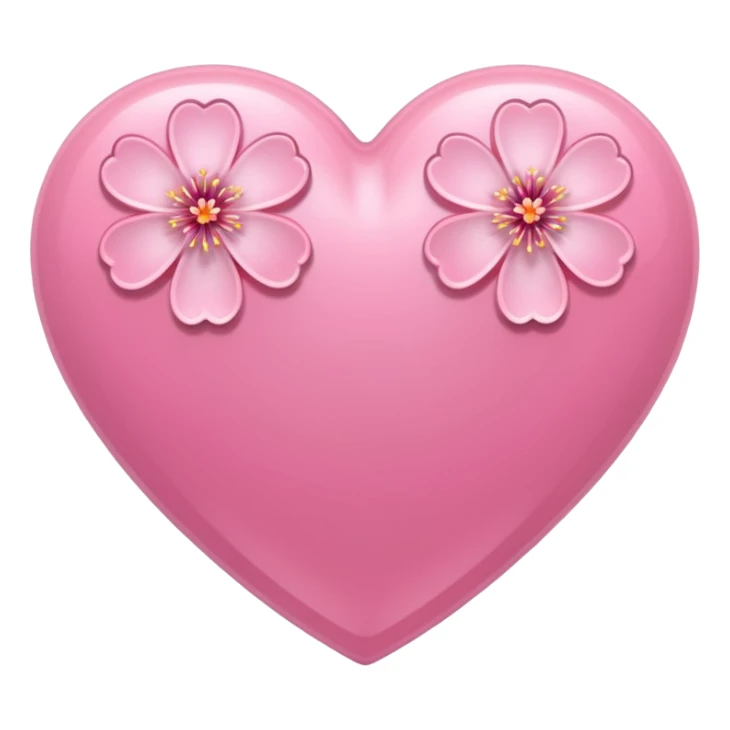 pink heart with a sakura blossom overlay sticker