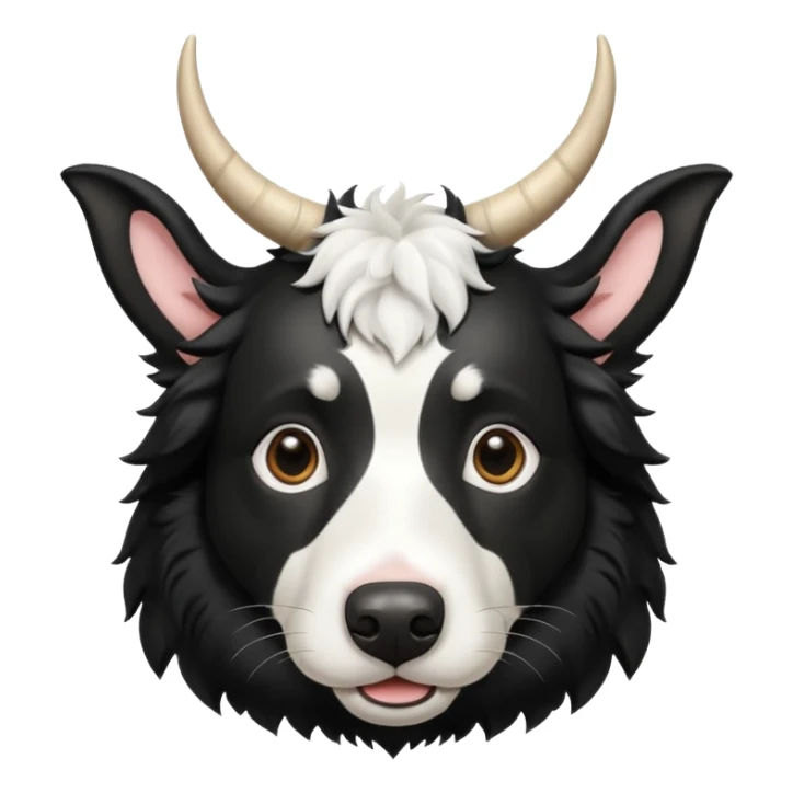 A black and white border collie with cow's horns. sticker