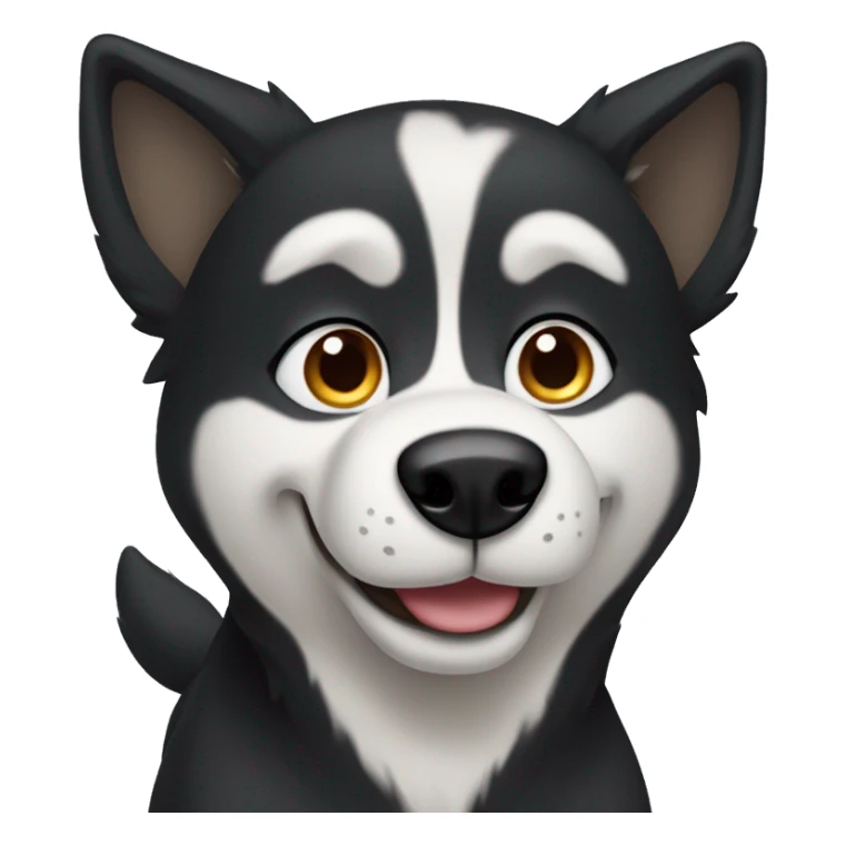 black husky dog with one ear up and one ear floppy down  sticker
