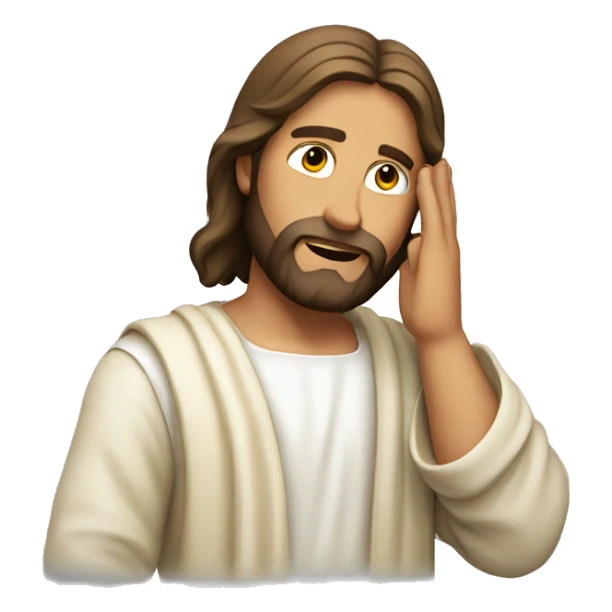 jesus listening with hand over ear sticker