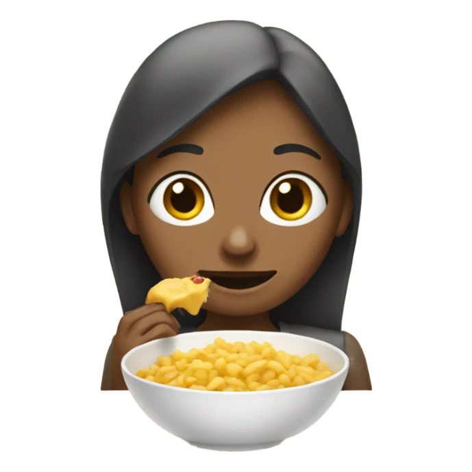 The lady is eating sticker