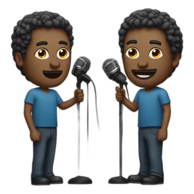 2 white men with microphones sticker