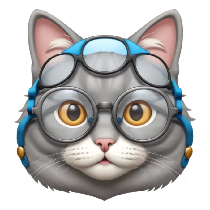 Grey cat wearing big glasses sticker