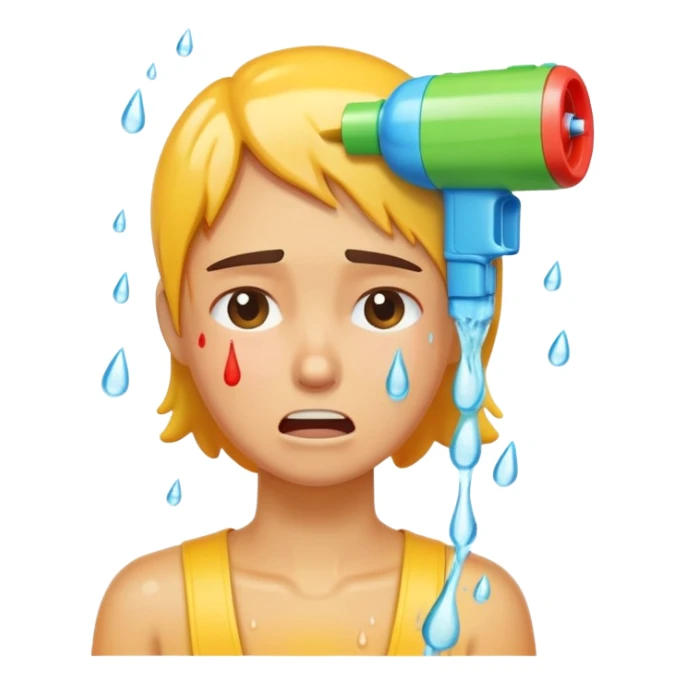 crying with water gun to head sticker