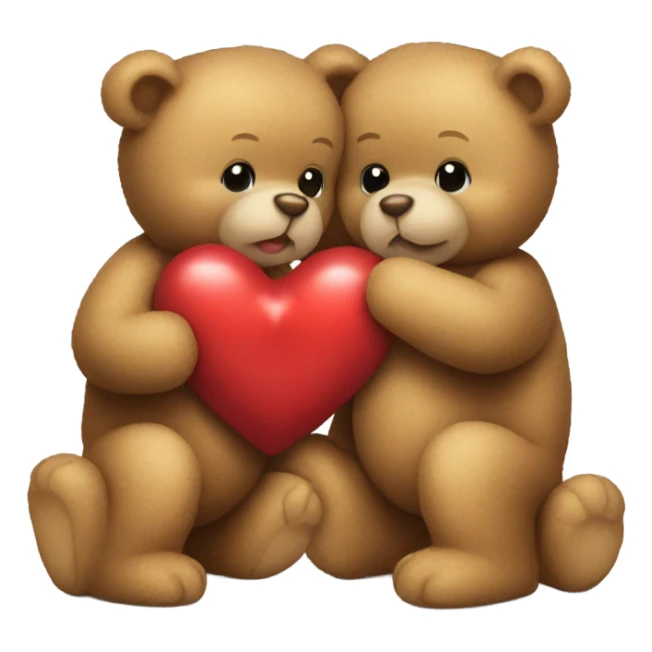 kissing teddy bears with heart sticker
