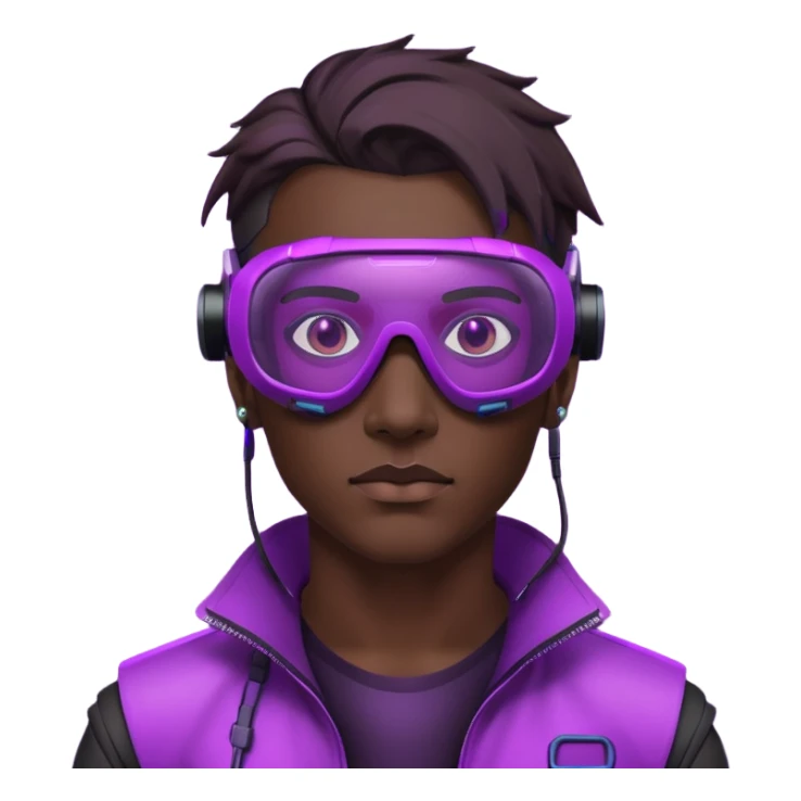 Cyberpunk man head 3d puruple cyber VR -glasses sticker