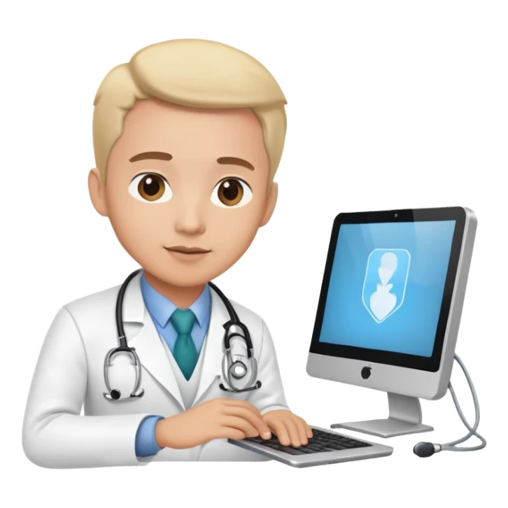 doctor on a video call consultation with stethoscope and computer screen sticker